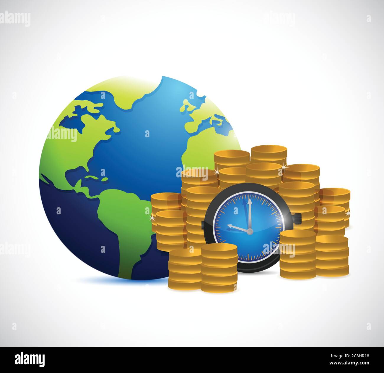 Time is money around the globe. illustration design over a white background Stock Vector