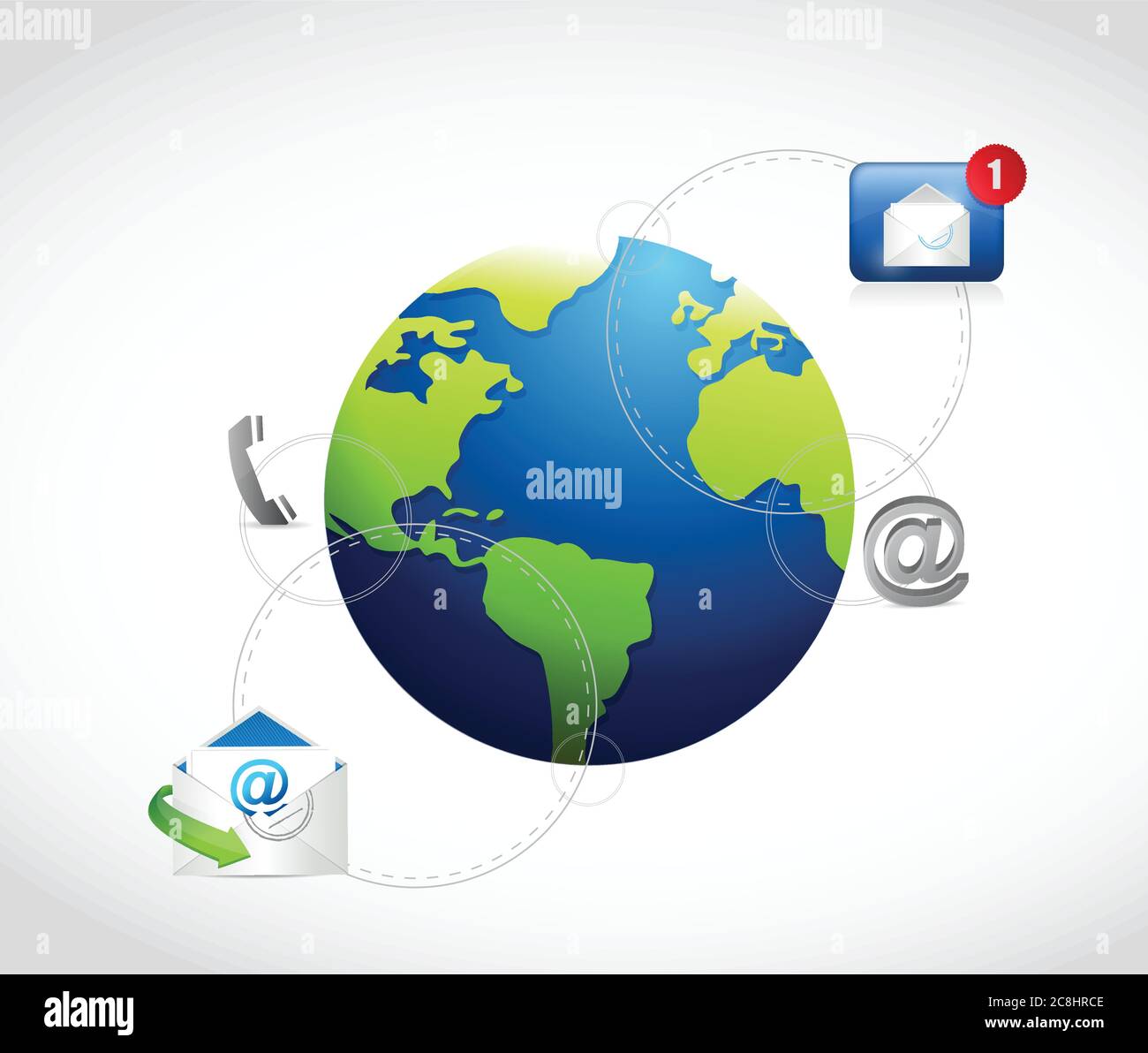 International connection communication illustration design over a white ...