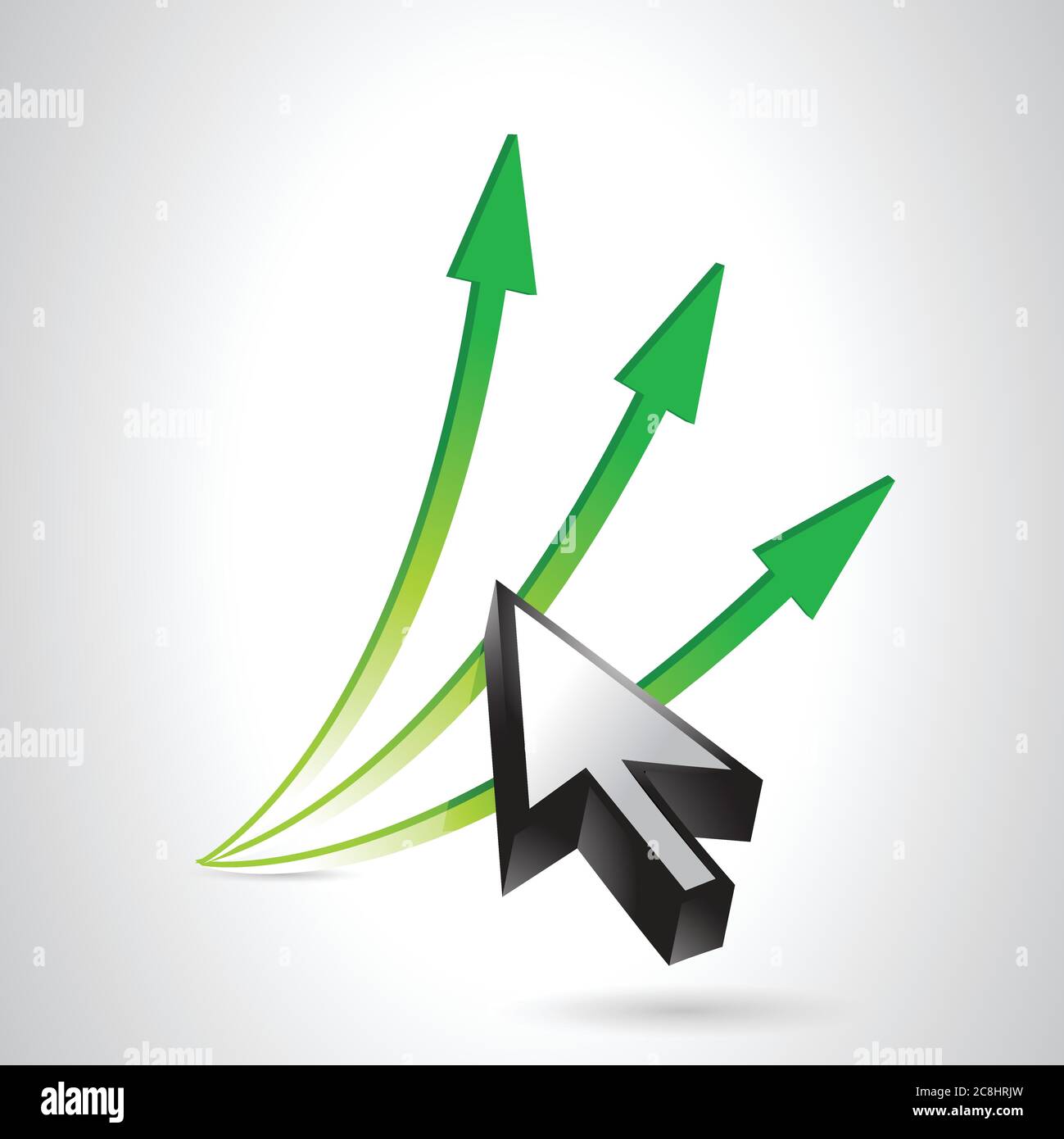 Arrows going up and cursor. illustration design over a white background Stock Vector
