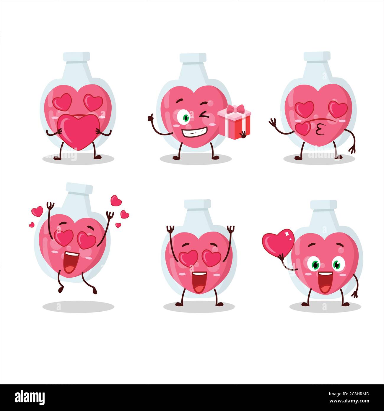 Love potion cartoon character with love cute emoticon Stock Vector