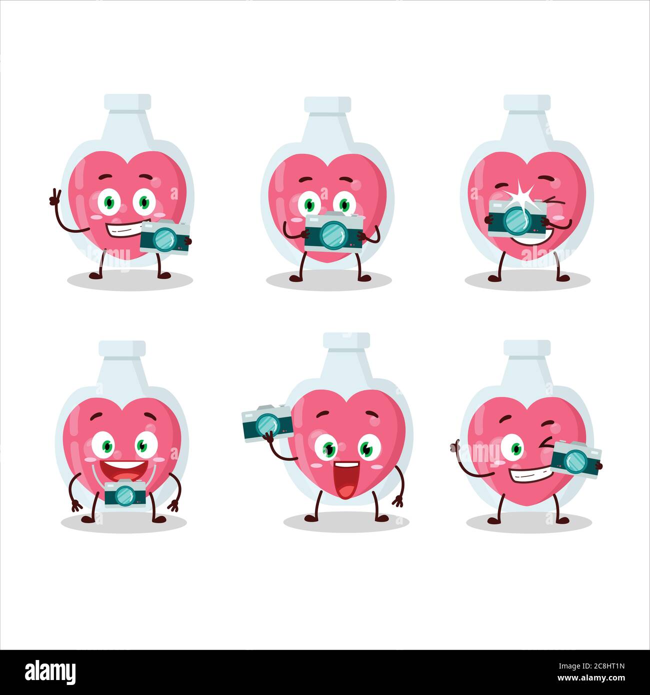 Photographer profession emoticon with love potion cartoon character Stock Vector