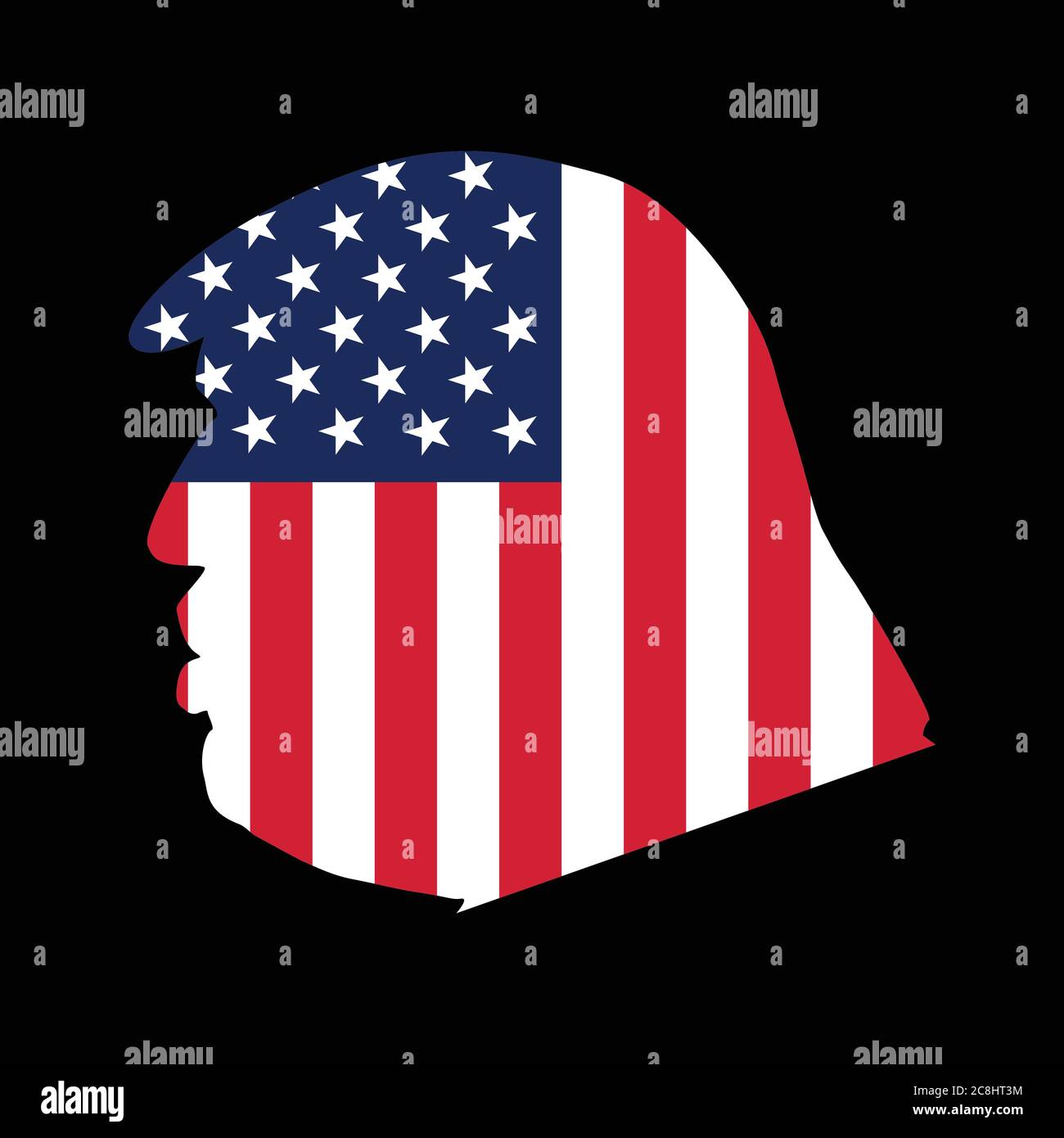 Side view of Donald Trump with an American flag Stock Vector