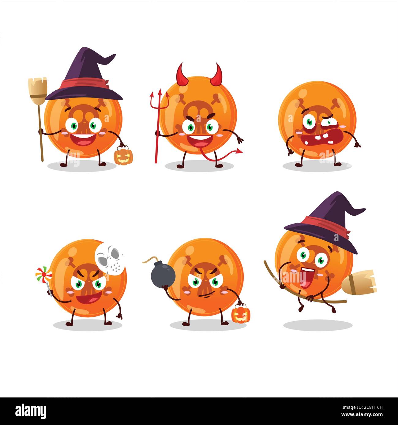Halloween expression emoticons with cartoon character of halloween