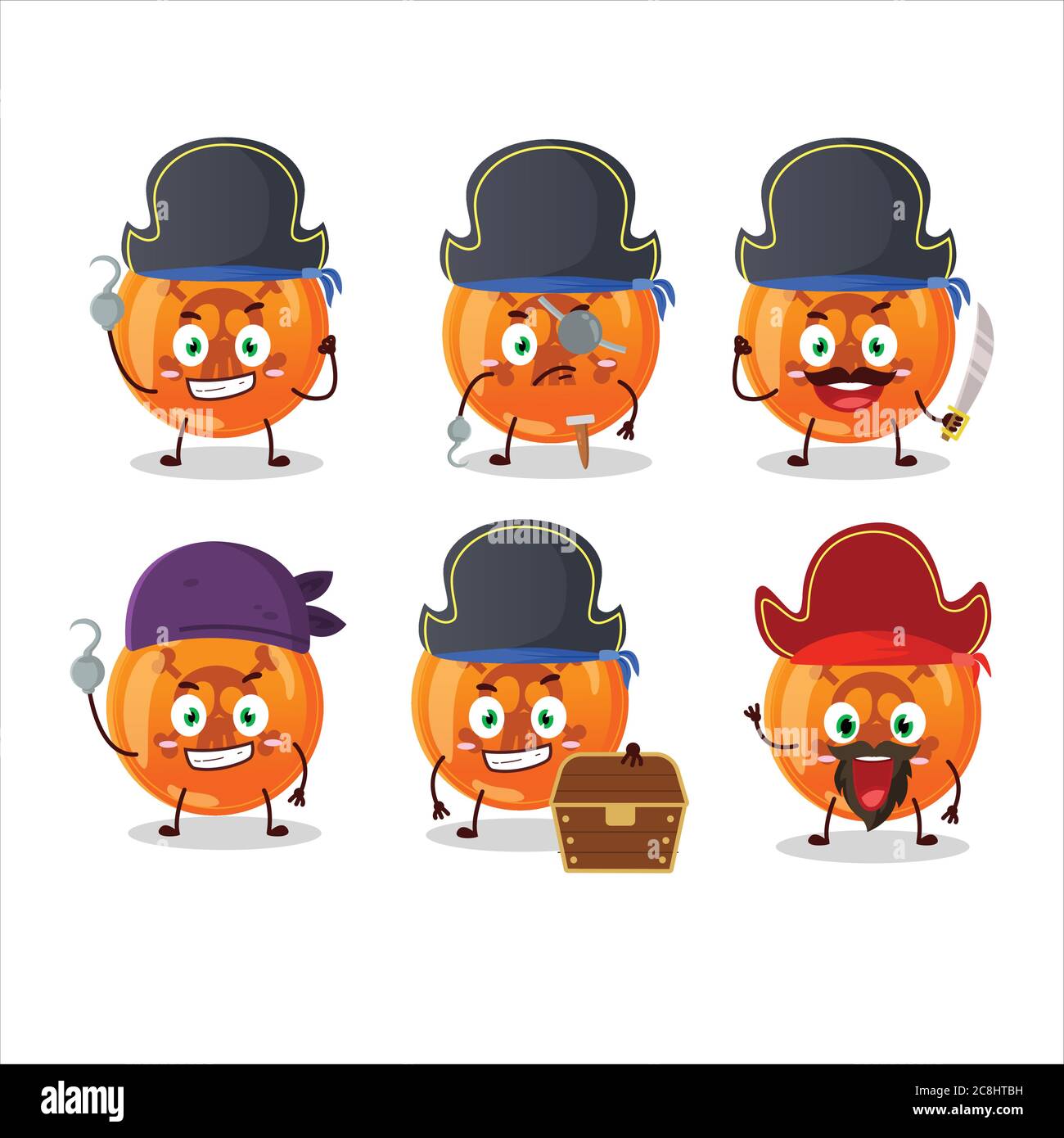Cartoon character of halloween dangerous with various pirates emoticons