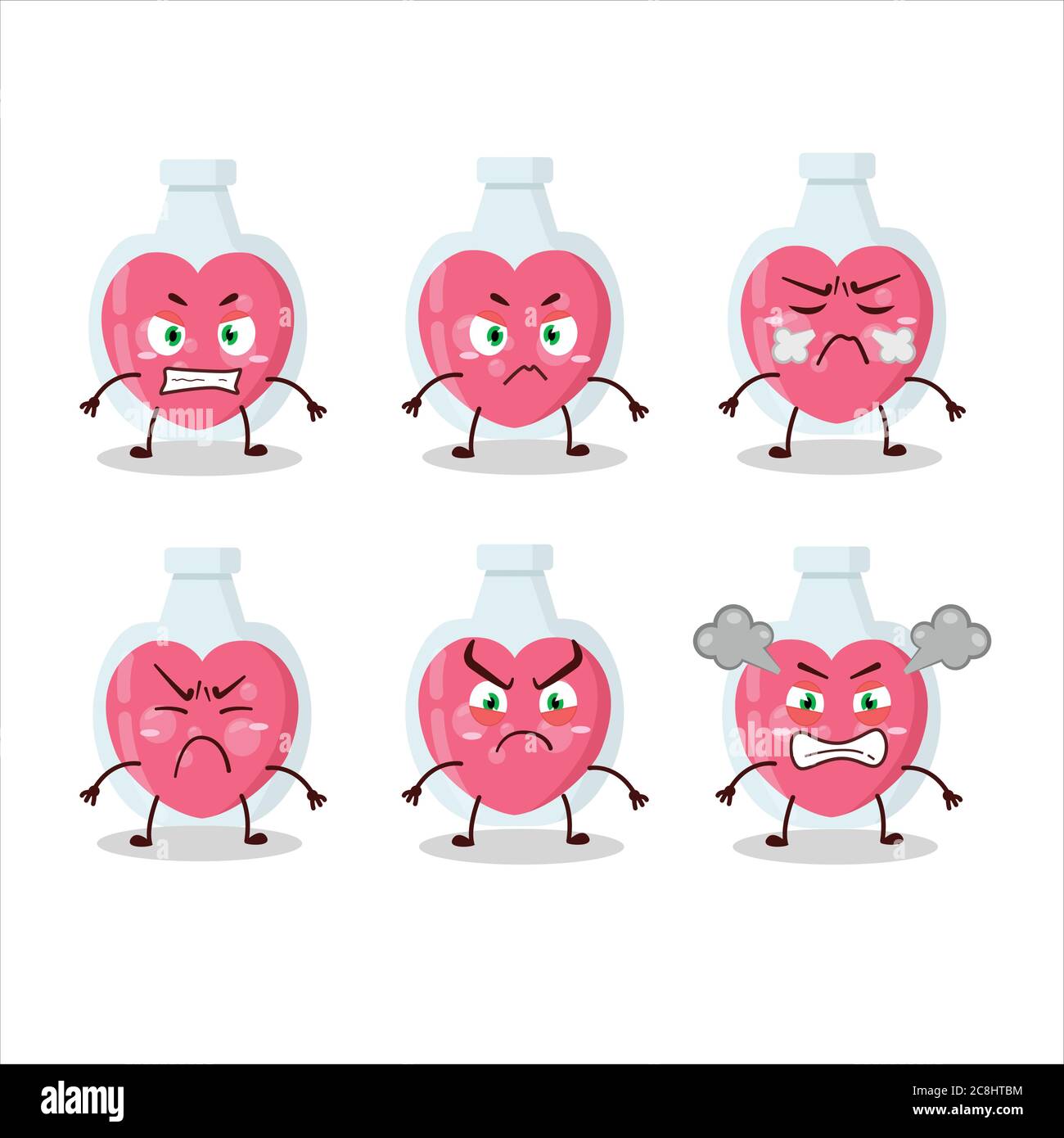 Love potion cartoon character with various angry expressions Stock Vector