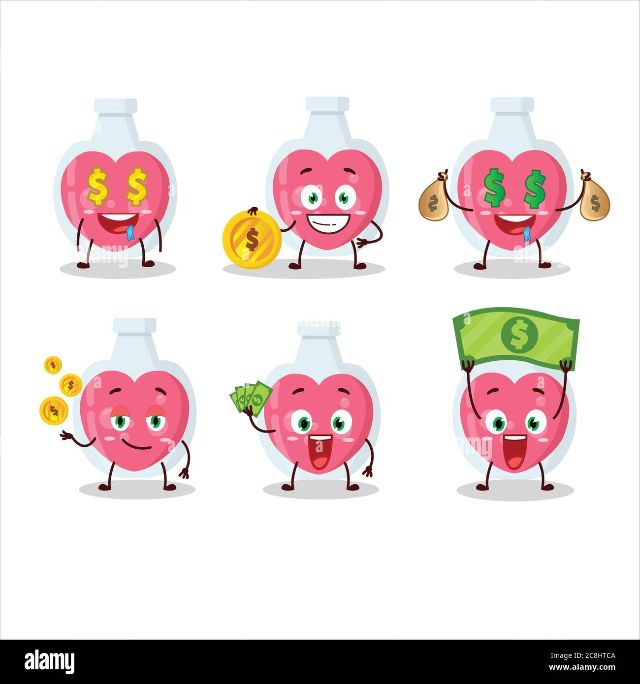 Love potion cartoon character with cute emoticon bring money Stock Vector