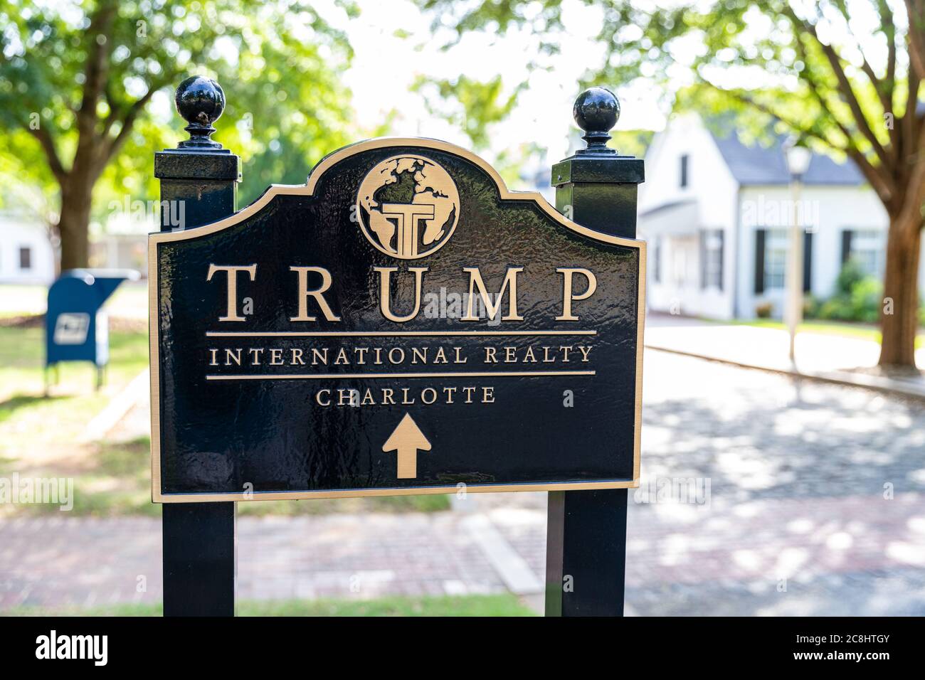 Mooresville, NC, USA: Sign for Trump International Realty Charlotte office Stock Photo
