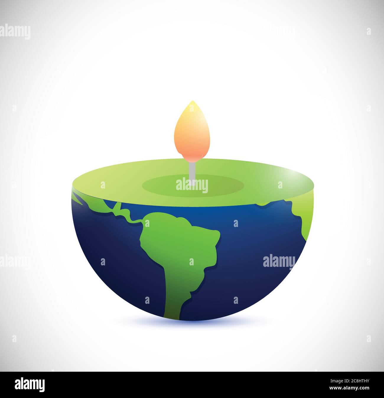 Candle earth globe. illustration design over a white background Stock Vector