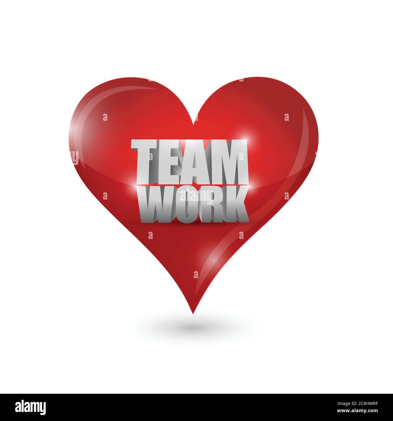 Teamwork love heart illustration design over a white background Stock Vector