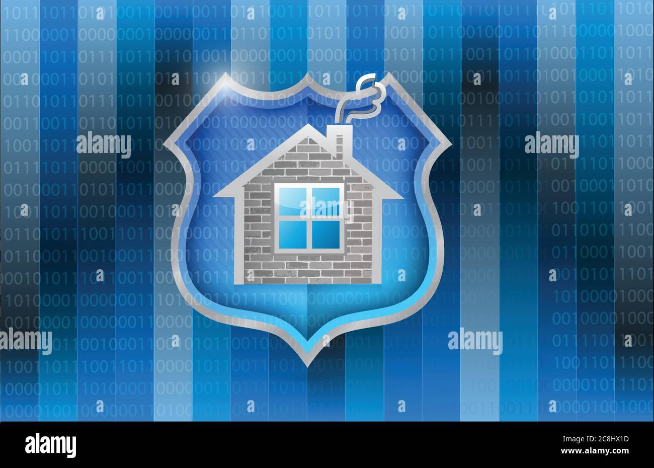 House security shield illustration design over a binary background ...