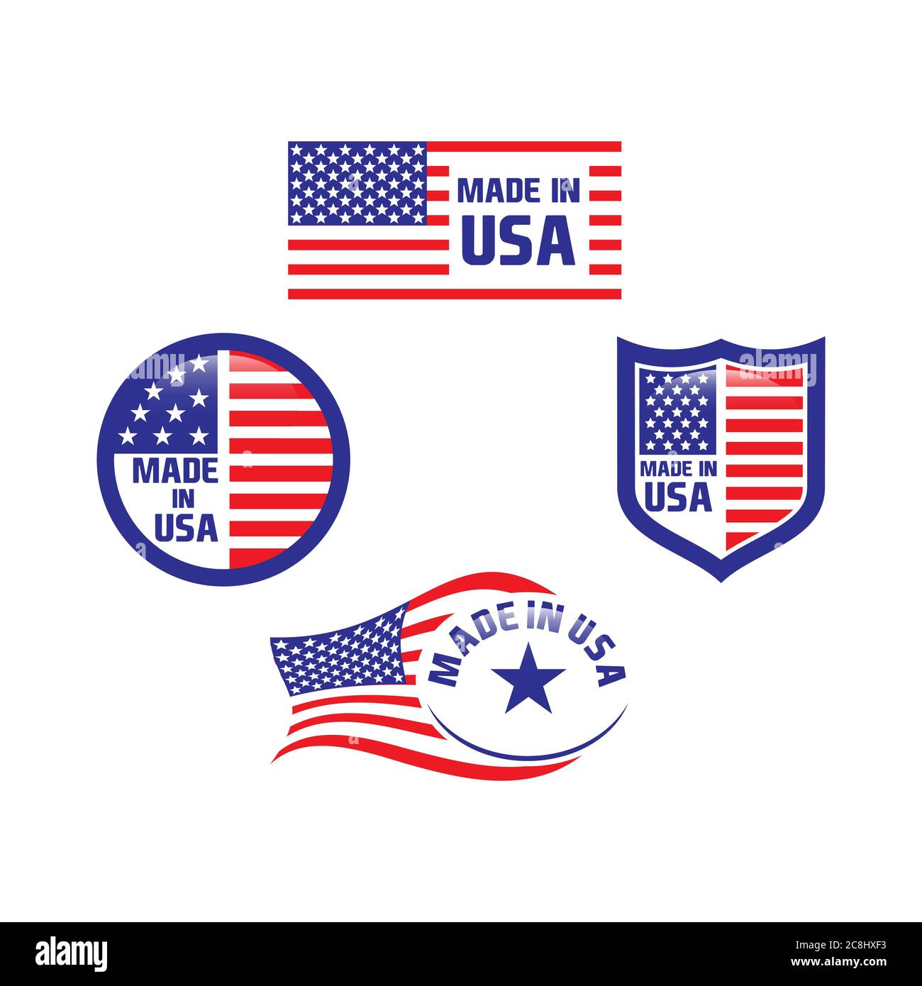 made in the usa labels set, american product emblem.EPS 10 Stock Vector