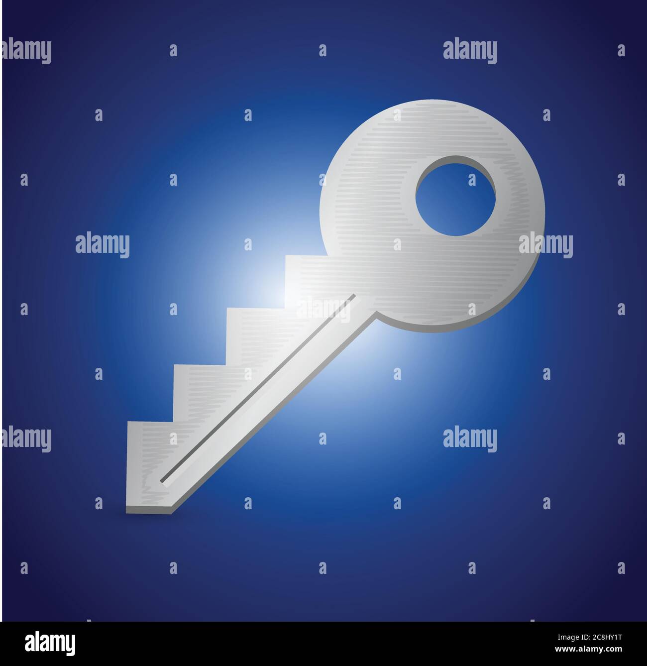 Security key over a blue gradient background Stock Vector