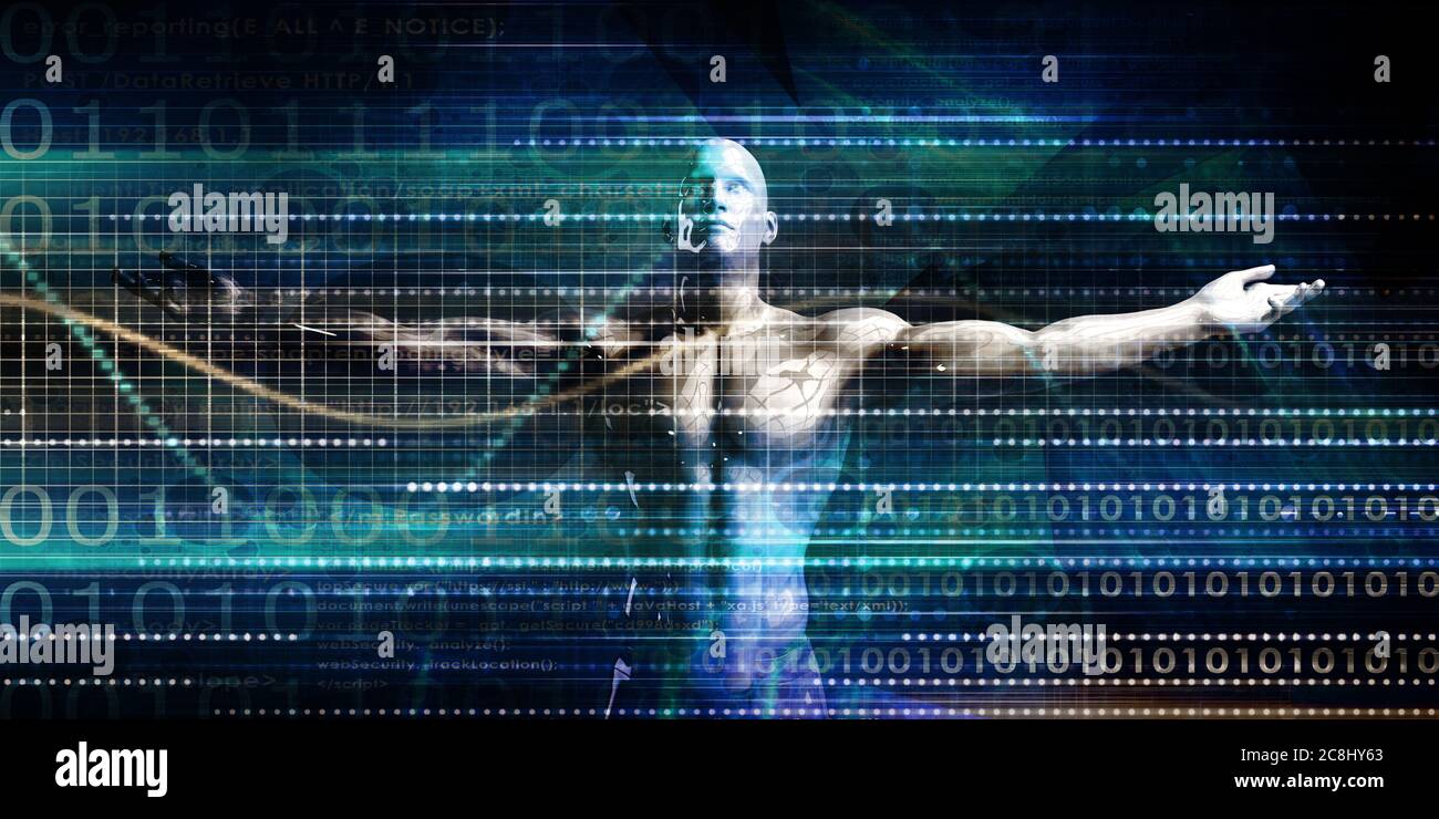 Computer Technology with Laptop and Digital Art Stock Photo - Alamy