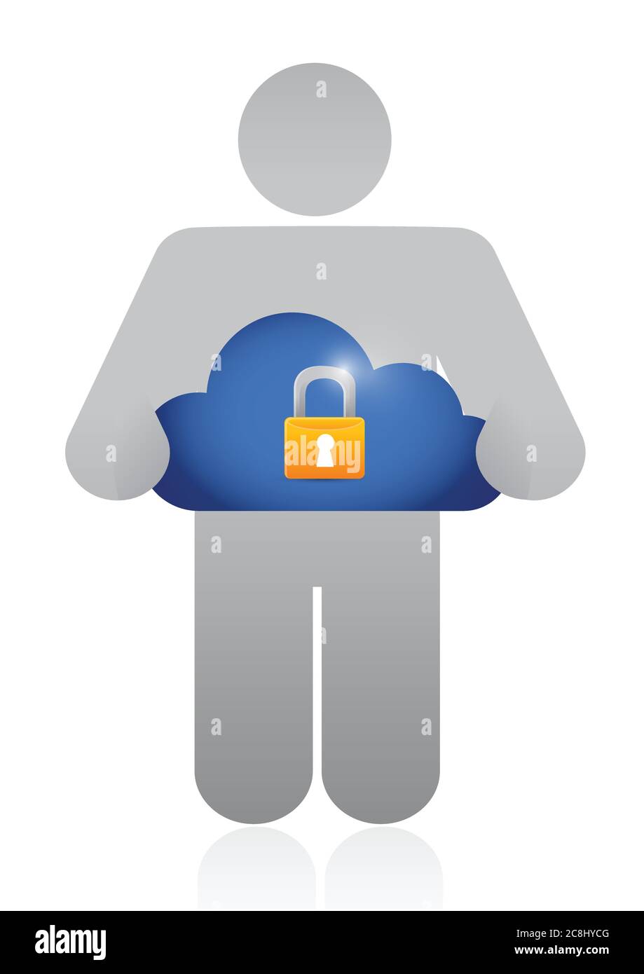 Holding a secure cloud. illustration design over a white background Stock Vector