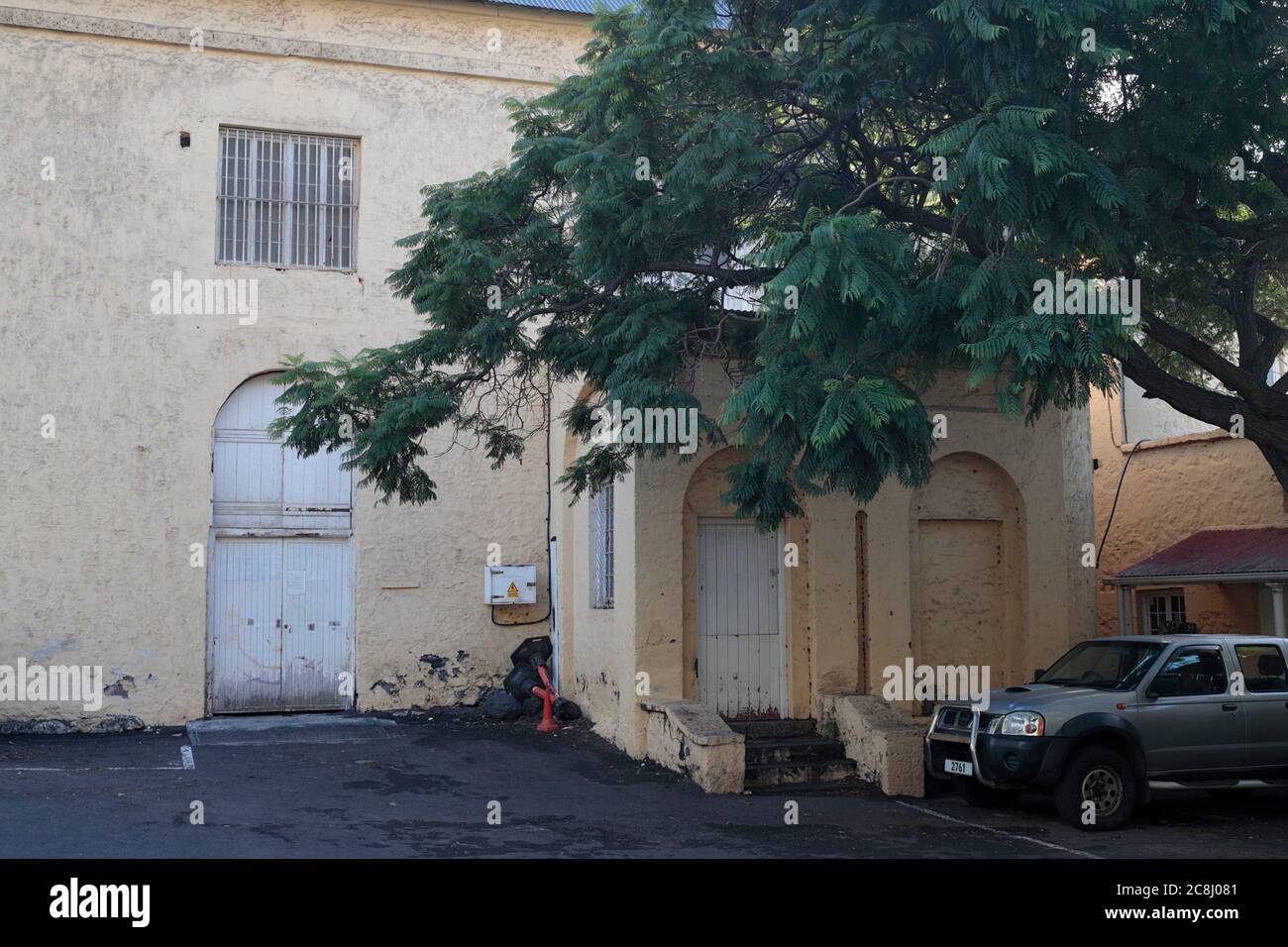 Jamestown, St Helena, street view, square opposite Castle Entrance, 20th April 2018 Stock Photo