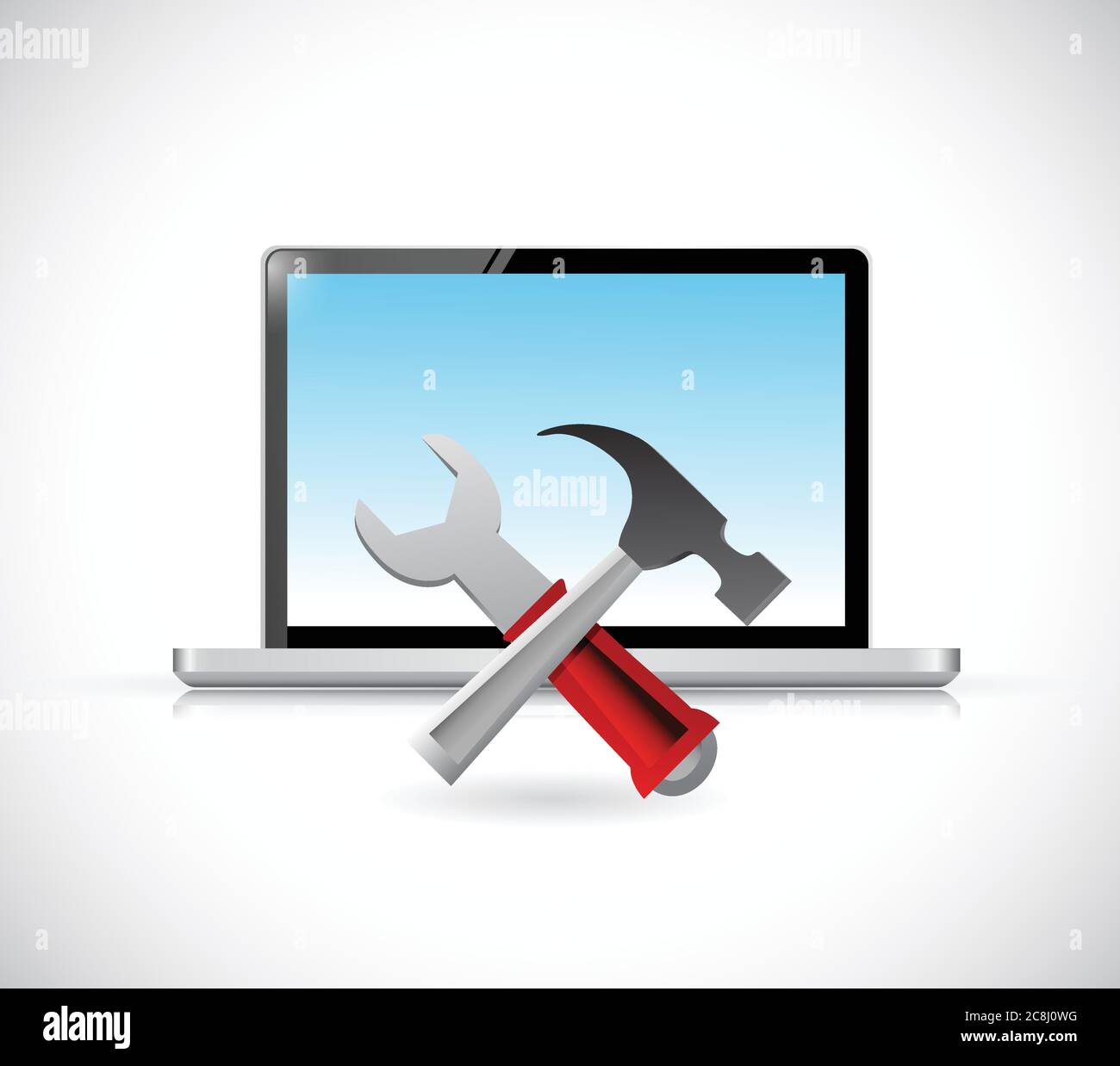 Computer and tools illustration design over a white background Stock Vector