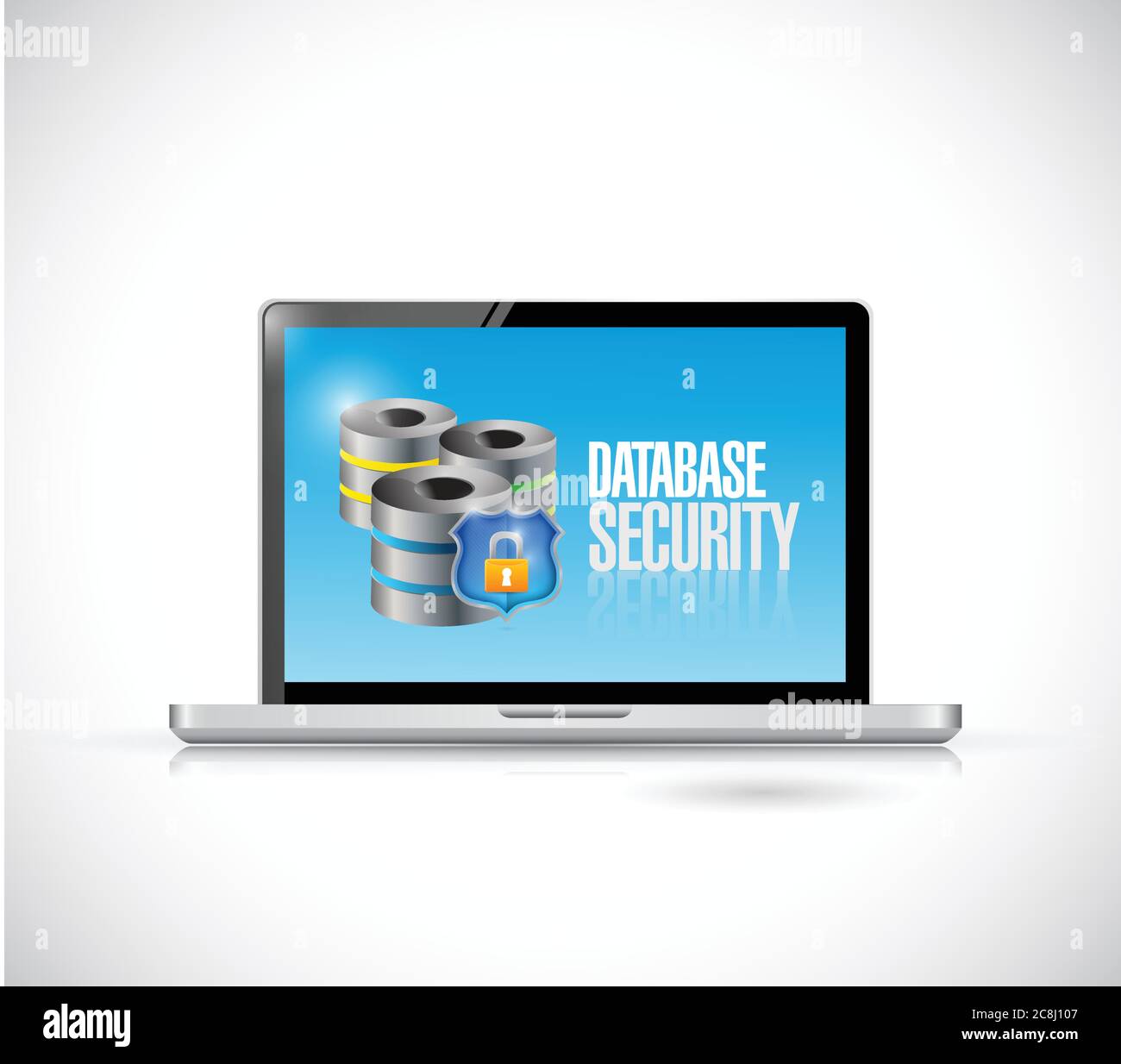 Database security laptop message illustration design over a white background Stock Vector