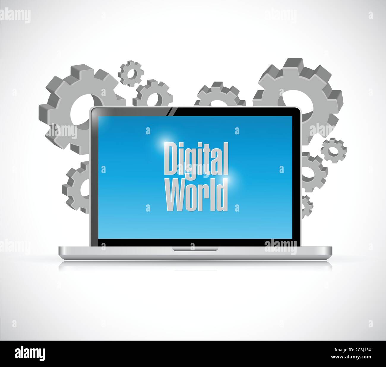 Digital world computer sign illustration design over a white background ...