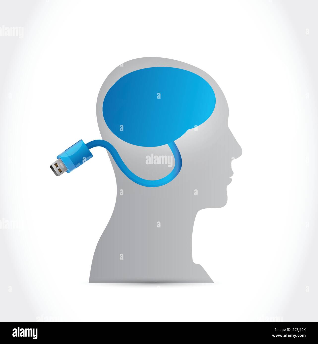 Upload brain cable illustration design over a white background Stock ...