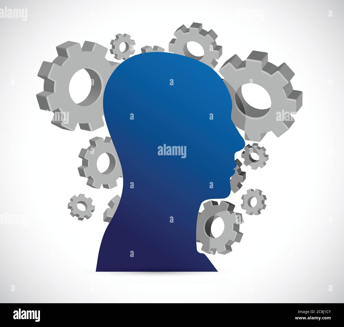 Gears behind avatar illustration design over a white background Stock ...