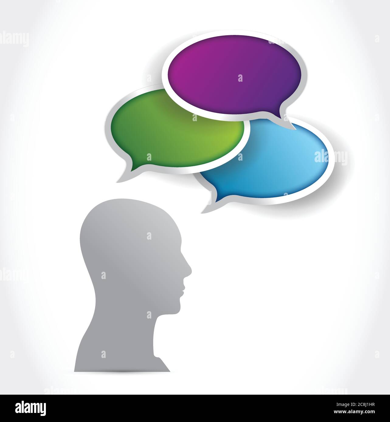 Avatar head cloud speech bubbles. illustration design over a white background Stock Vector