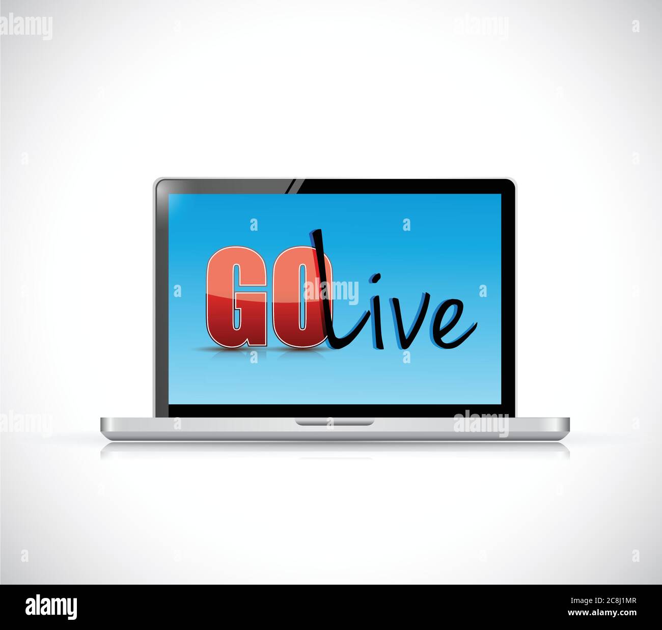 Go live sign on a laptop. illustration design over a white background Stock Vector