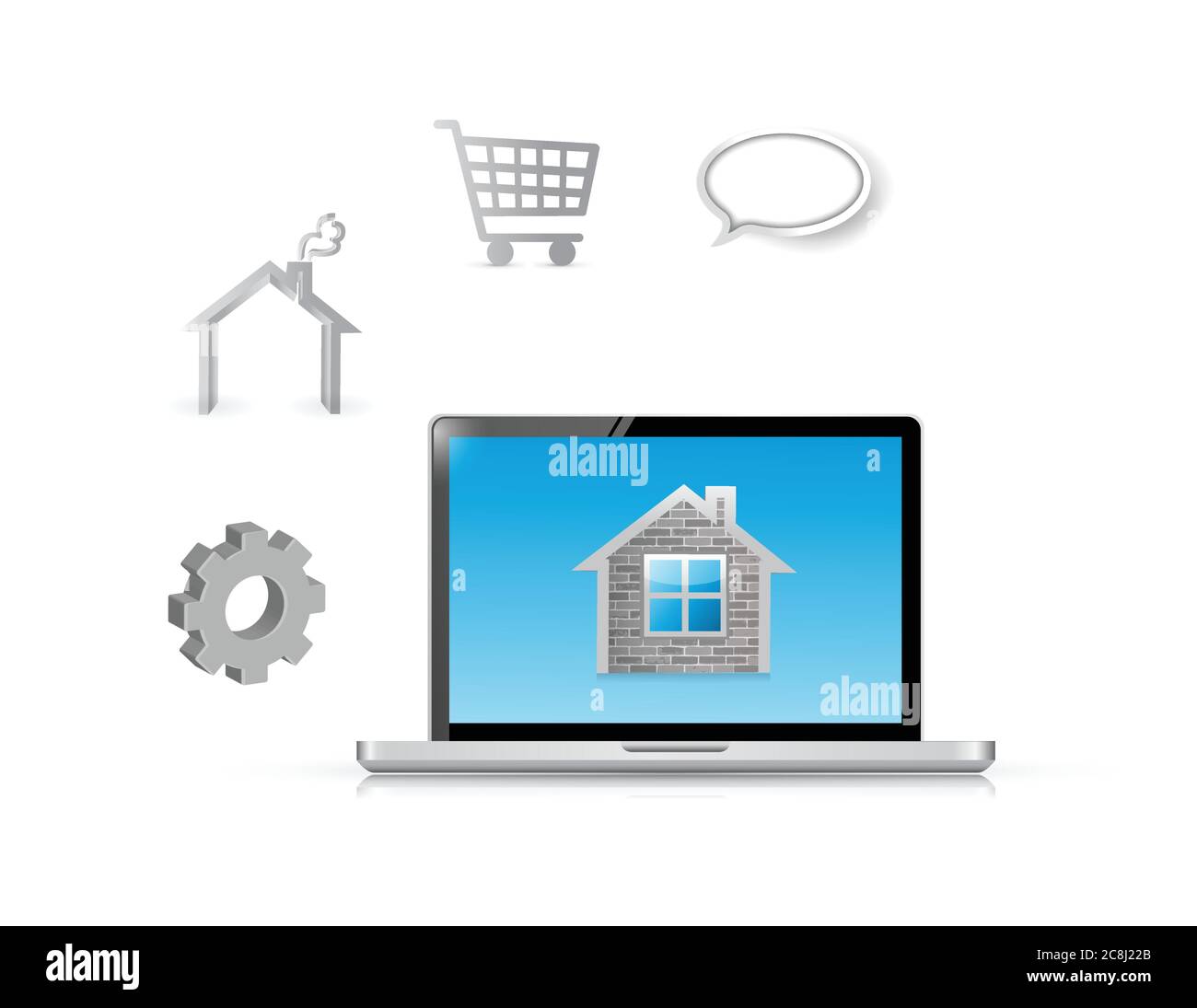 Home laptop computer tools illustration design over a white background Stock Vector
