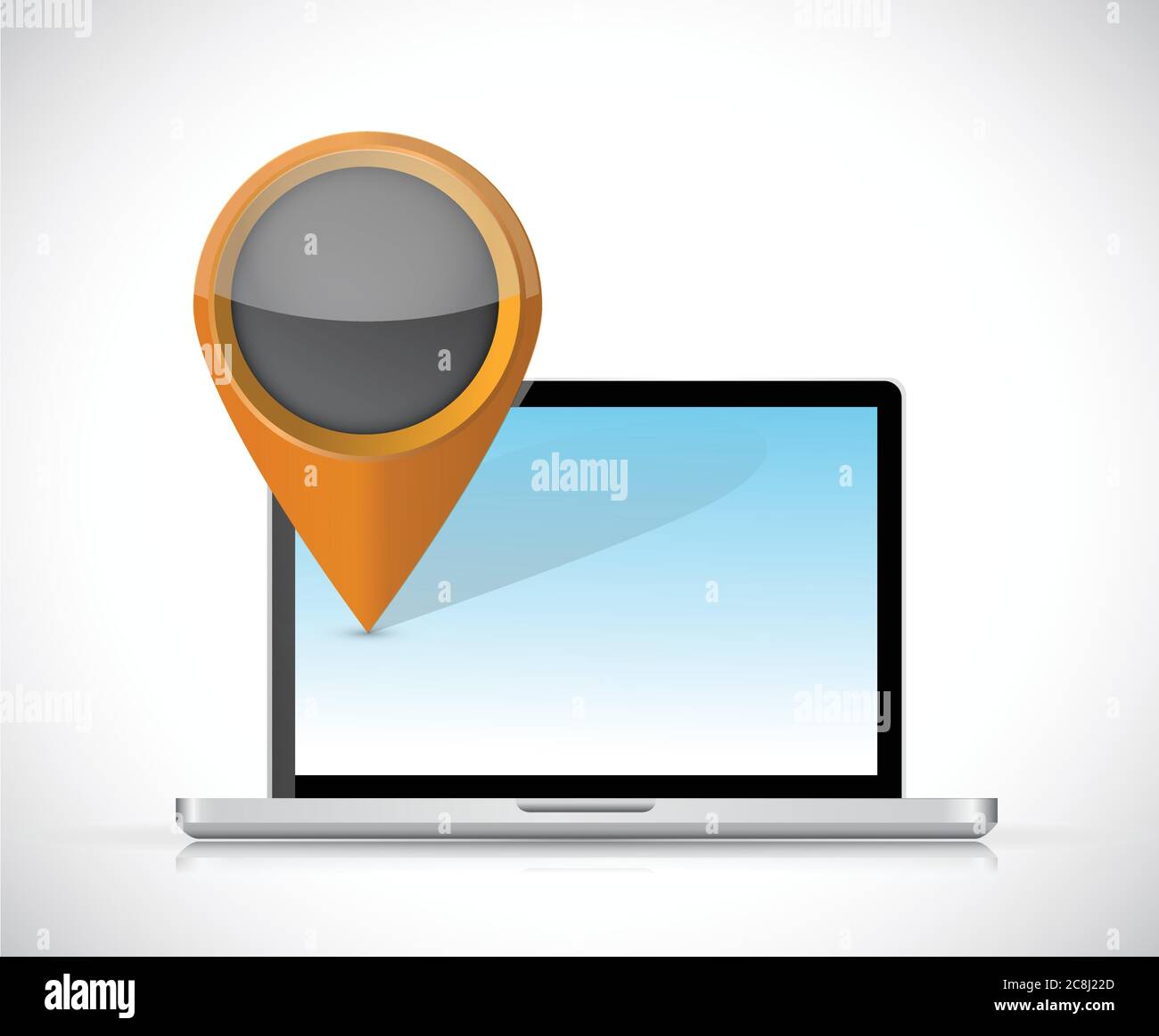 Laptop and locator pointer illustration design over a white background ...