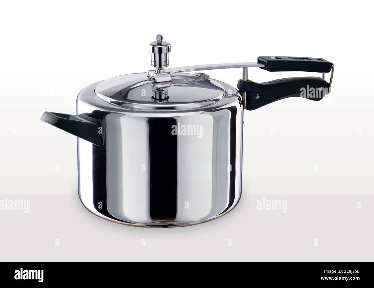 High Pressure Aluminum Cooking Pot With Safety Cover Stock Photo