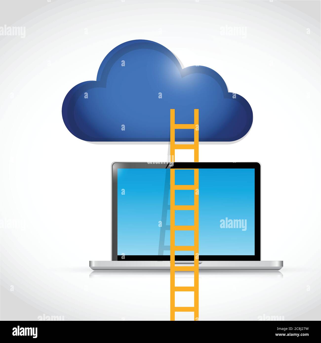 Cloud computing laptop access illustration design over a white ...