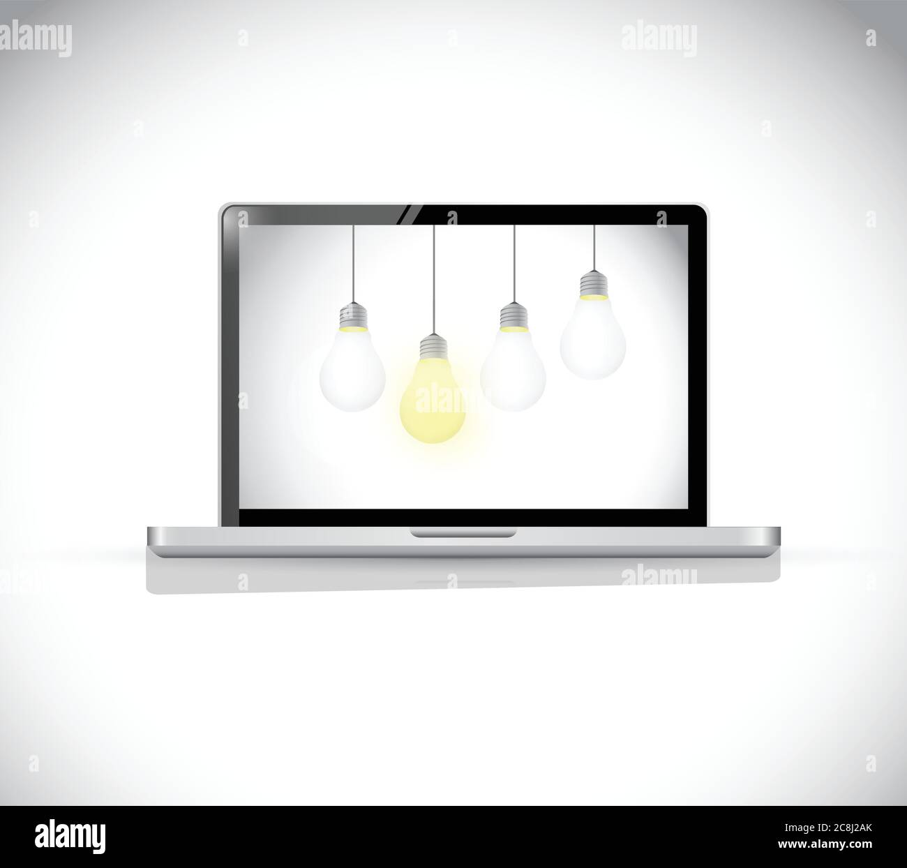 Hanging computer light bulbs illustration design over a white background Stock Vector