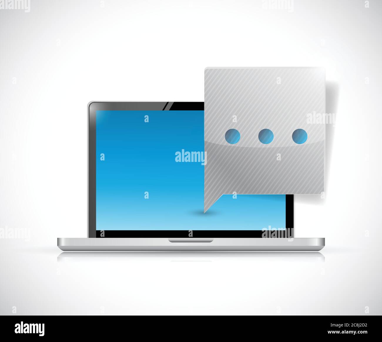 Laptop communication speech bubble. illustration design over a white background Stock Vector