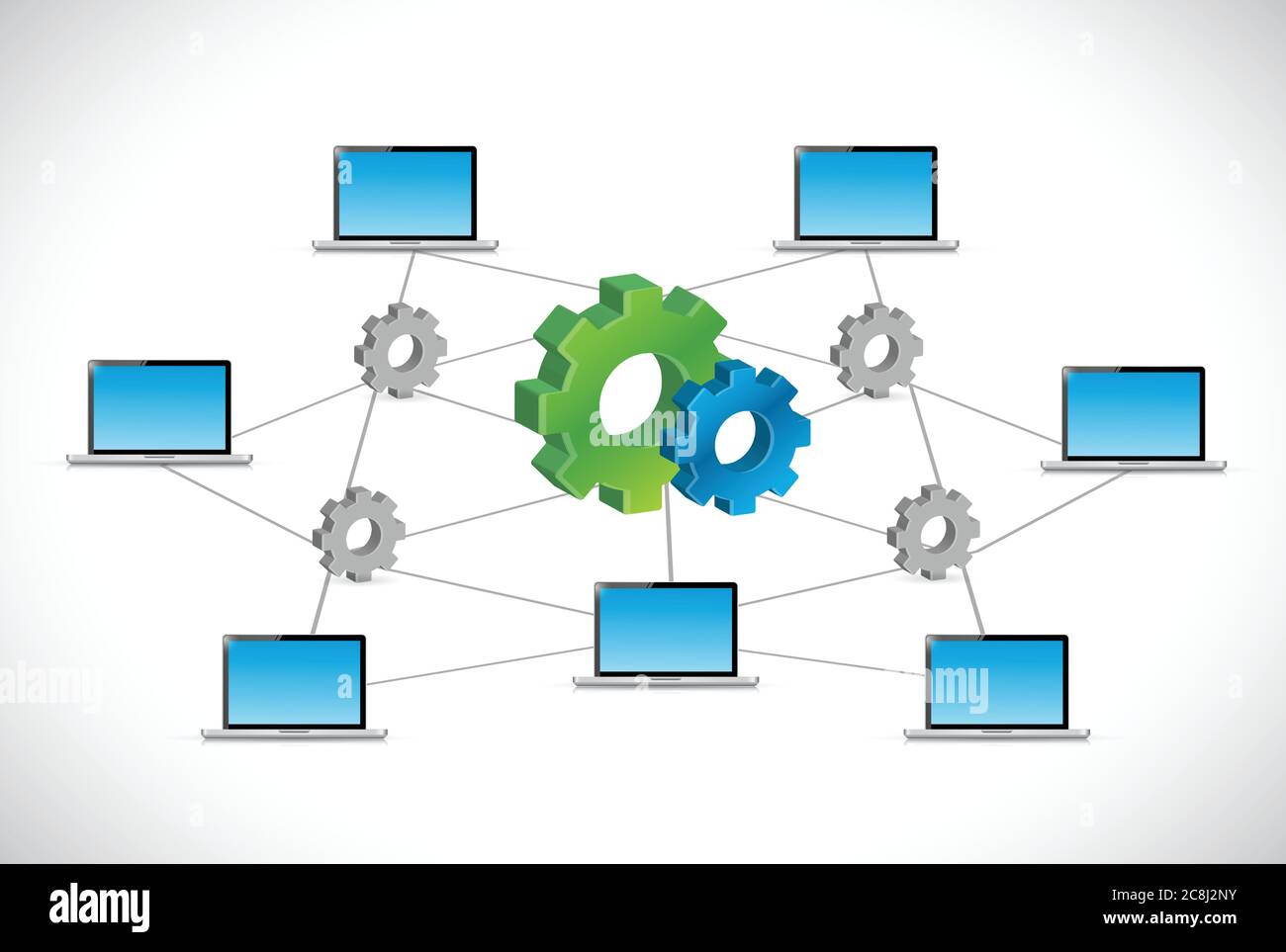 Industrial computer tech network illustration design over a white background Stock Vector