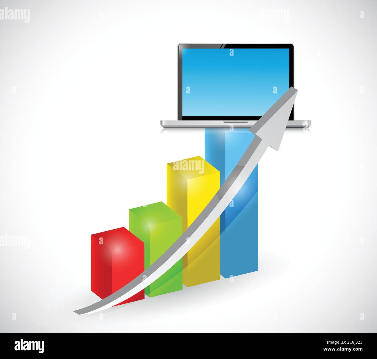 Laptop technology graph illustration design over white Stock Vector
