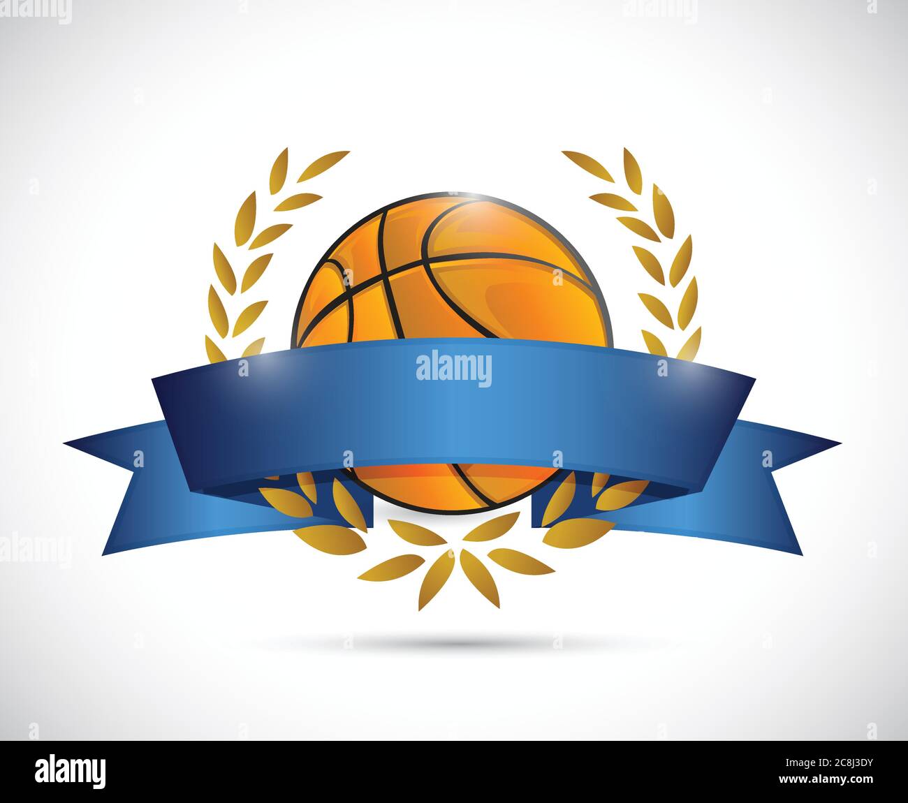 Basketball laurel ribbon banner illustration design over a white ...