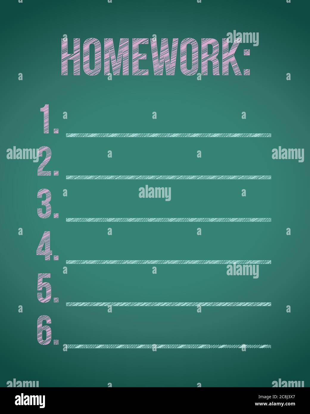 Homework list illustration design over a chalkboard background Stock ...