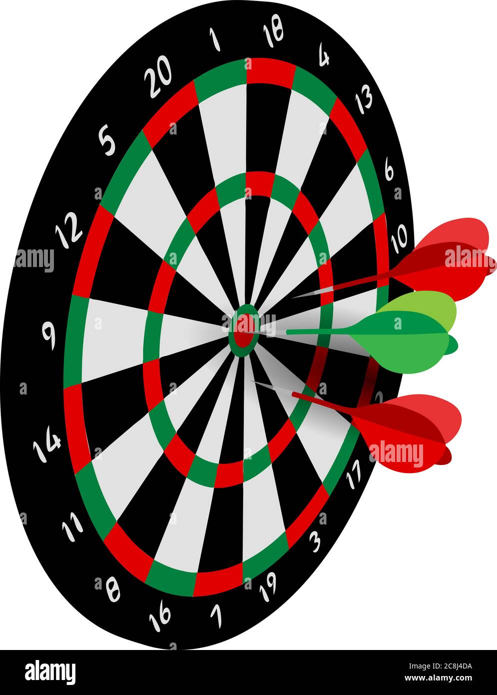 perspective vector sport illustration of three darts in realistic