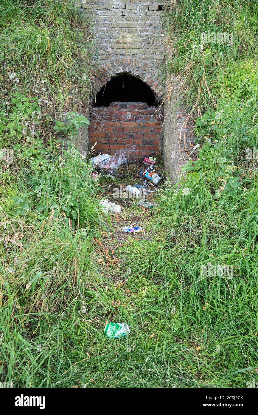 Hulst, the Netherlands, July 22, 2020, discarded waste in a niche in nature around the city Stock Photo