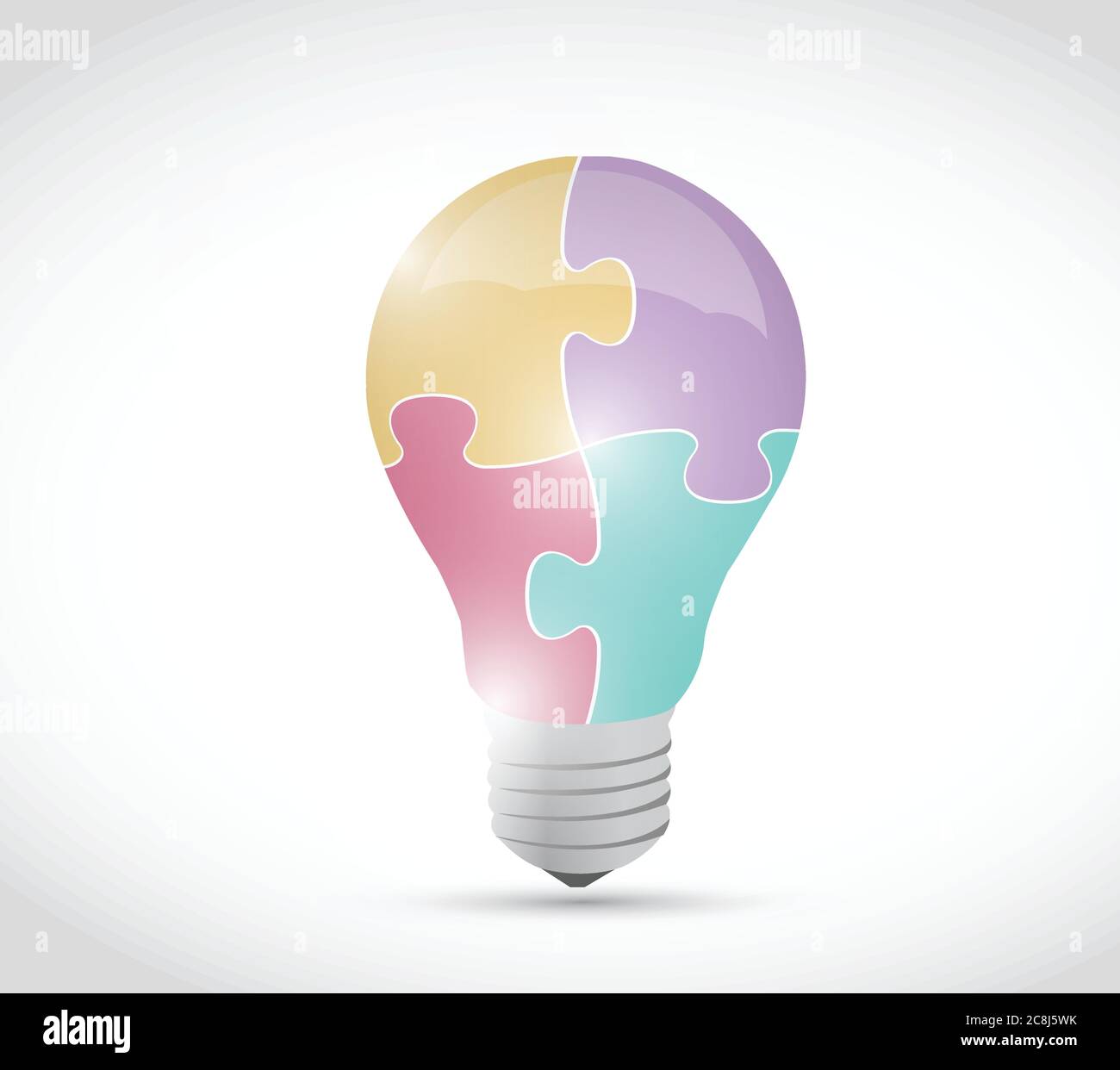 Puzzle light bulb illustration design over a white background Stock Vector