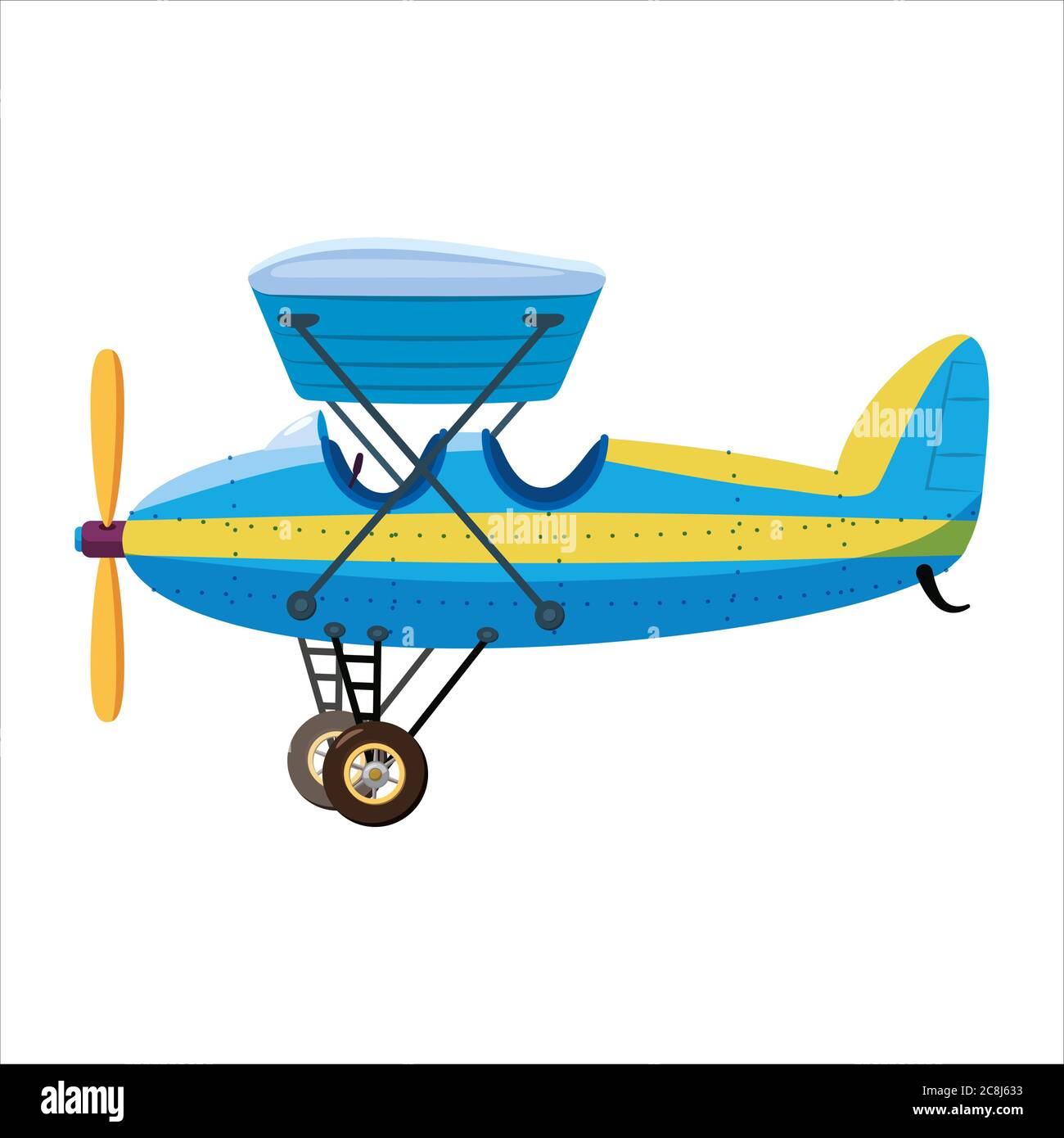 Vintage airplane monoplane cartoon retro blue colour. Vector isolated  cartoon style Stock Vector Image & Art - Alamy