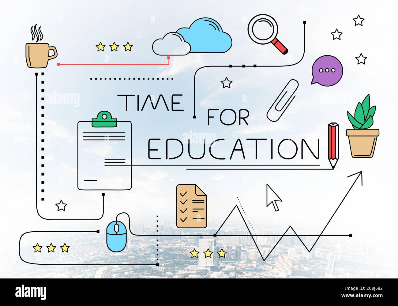 Time for education sketch with media signs Stock Photo Alamy