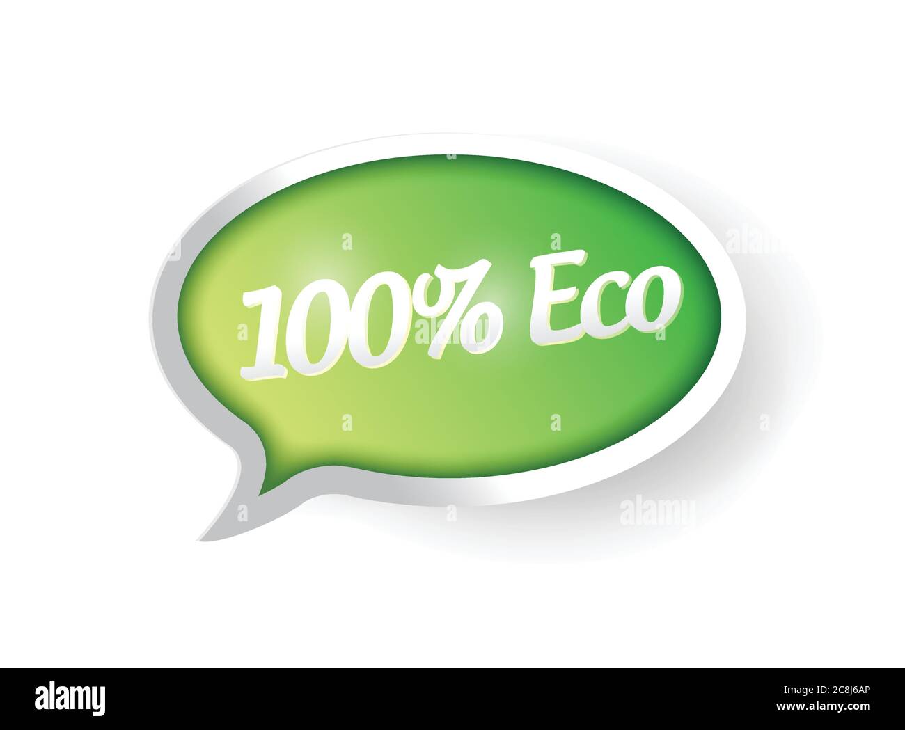 100 percent eco friendly bubble speech post illustration design over a ...