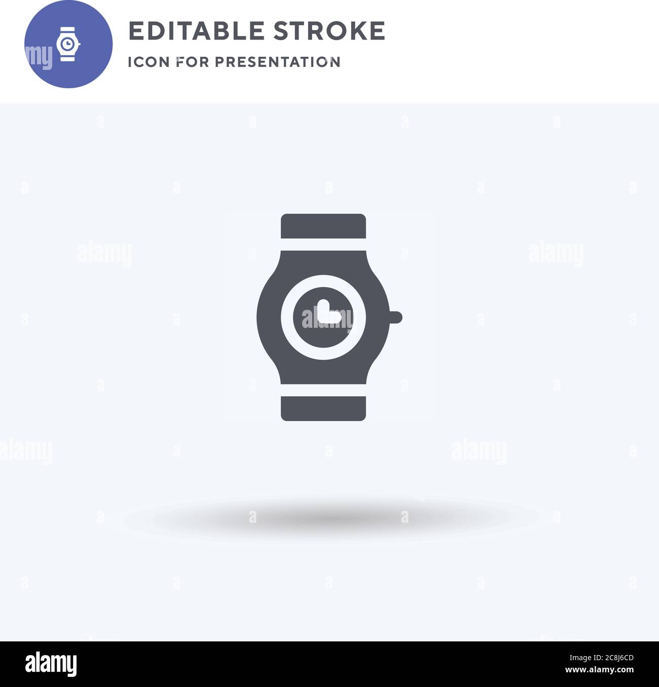 Watch icon vector, filled flat sign, solid pictogram isolated on white ...