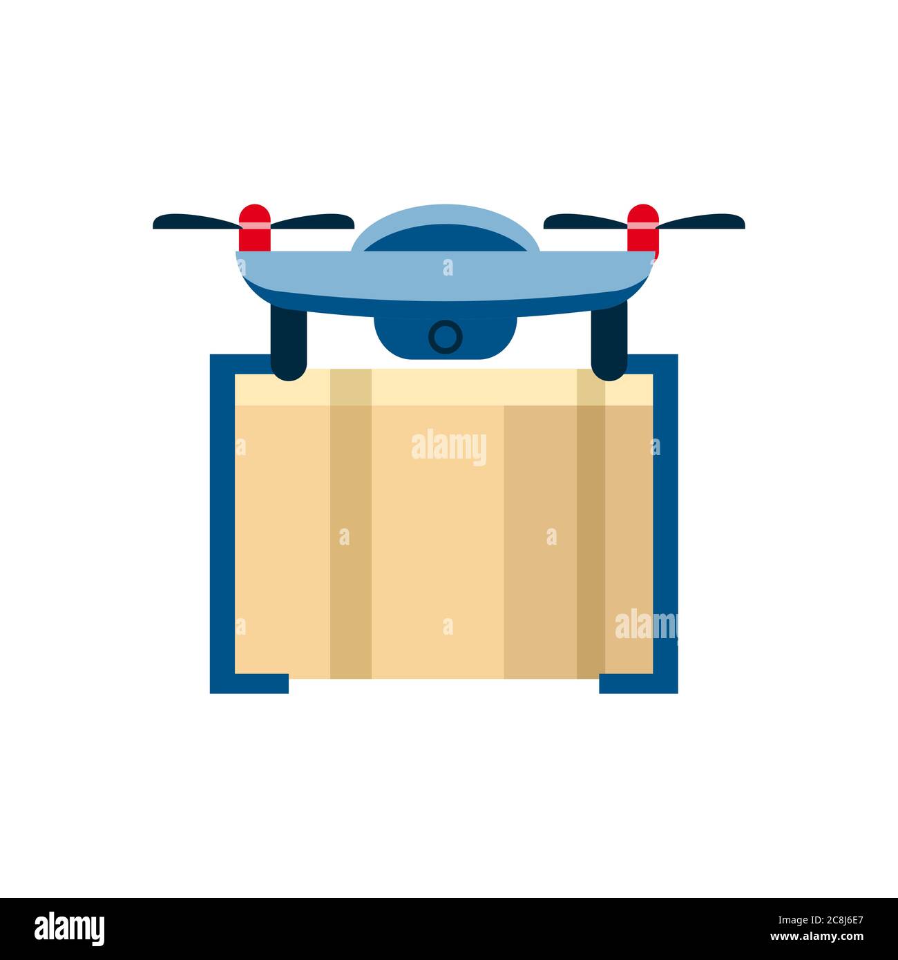Concept, service Drone with a parcel box, for air delivery. Modern ...