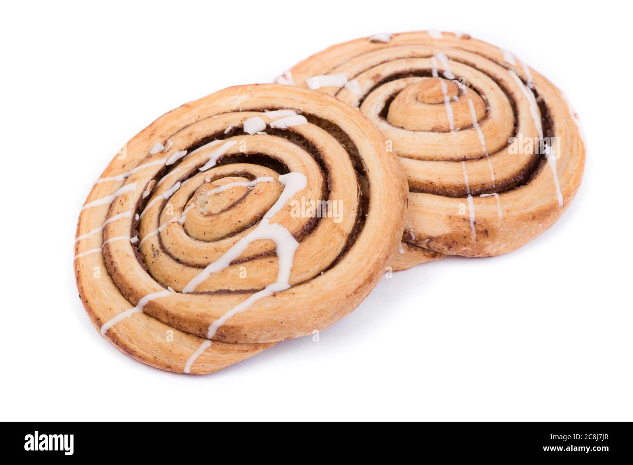Freshly baked cinnamon bun rolls isolated on white background Stock ...