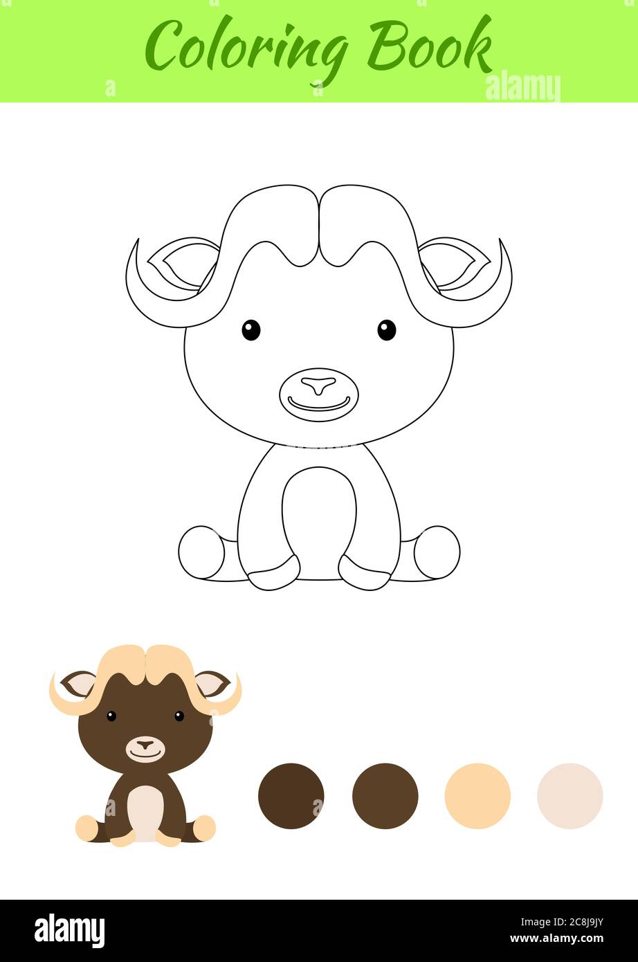 Download Coloring Page Little Sitting Baby Musk Ox Coloring Book For Kids Educational Activity For Preschool Years Kids And Toddlers With Cute Animal Stock Vector Image Art Alamy
