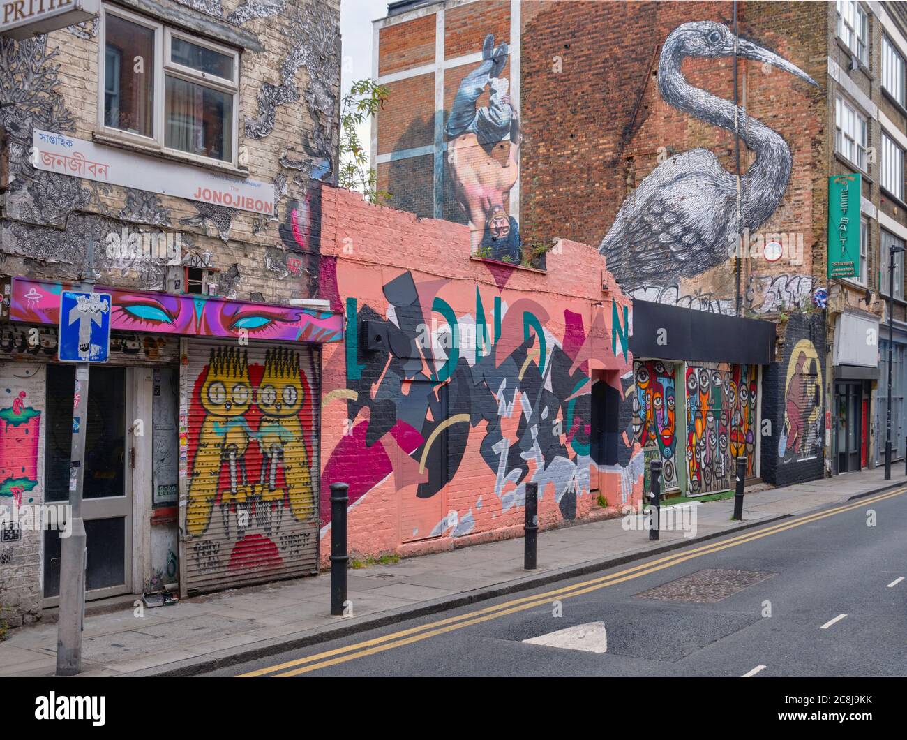Brick Lane, at Shorditch in the Borough of Tower Hamlets, east London, UK. Stock Photo