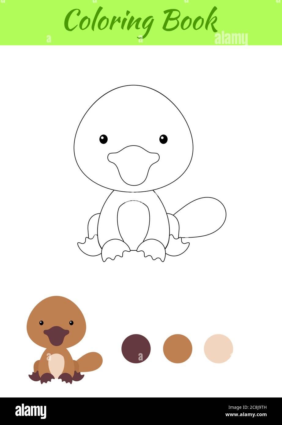 Coloring Page Little Sitting Baby Platypus Coloring Book For Kids Educational Activity For Preschool Years Kids And Toddlers With Cute Animal Stock Vector Image Art Alamy