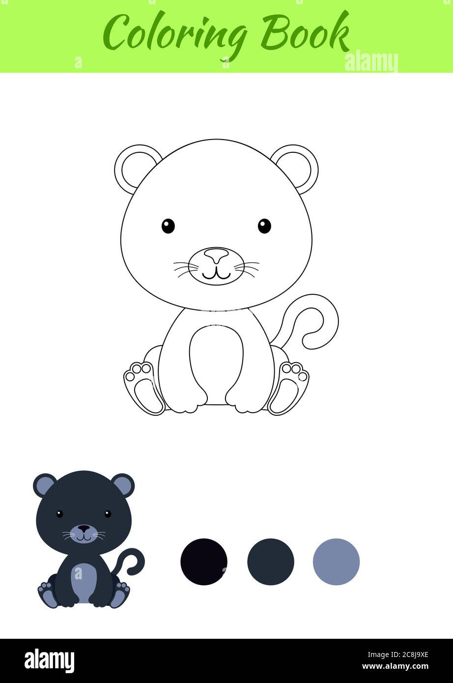 coloring page little sitting baby panther coloring book for kids educational activity for preschool years kids and toddlers with cute animal stock vector image art alamy