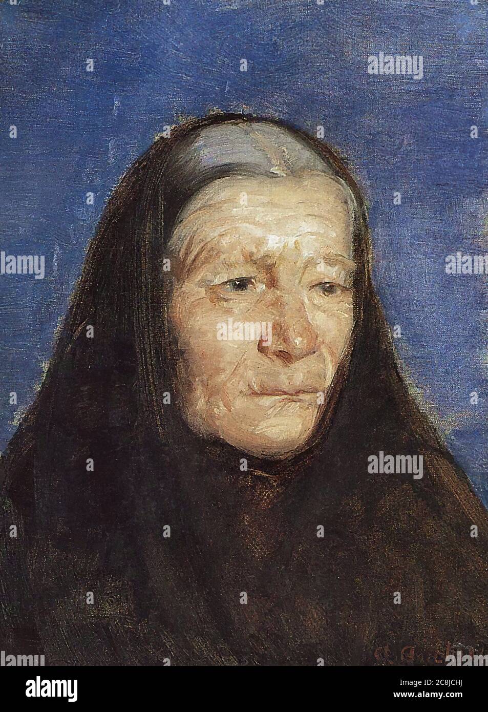 Ancher Anna Kopf Einer Alten Frau (Stine Karre) Danish School